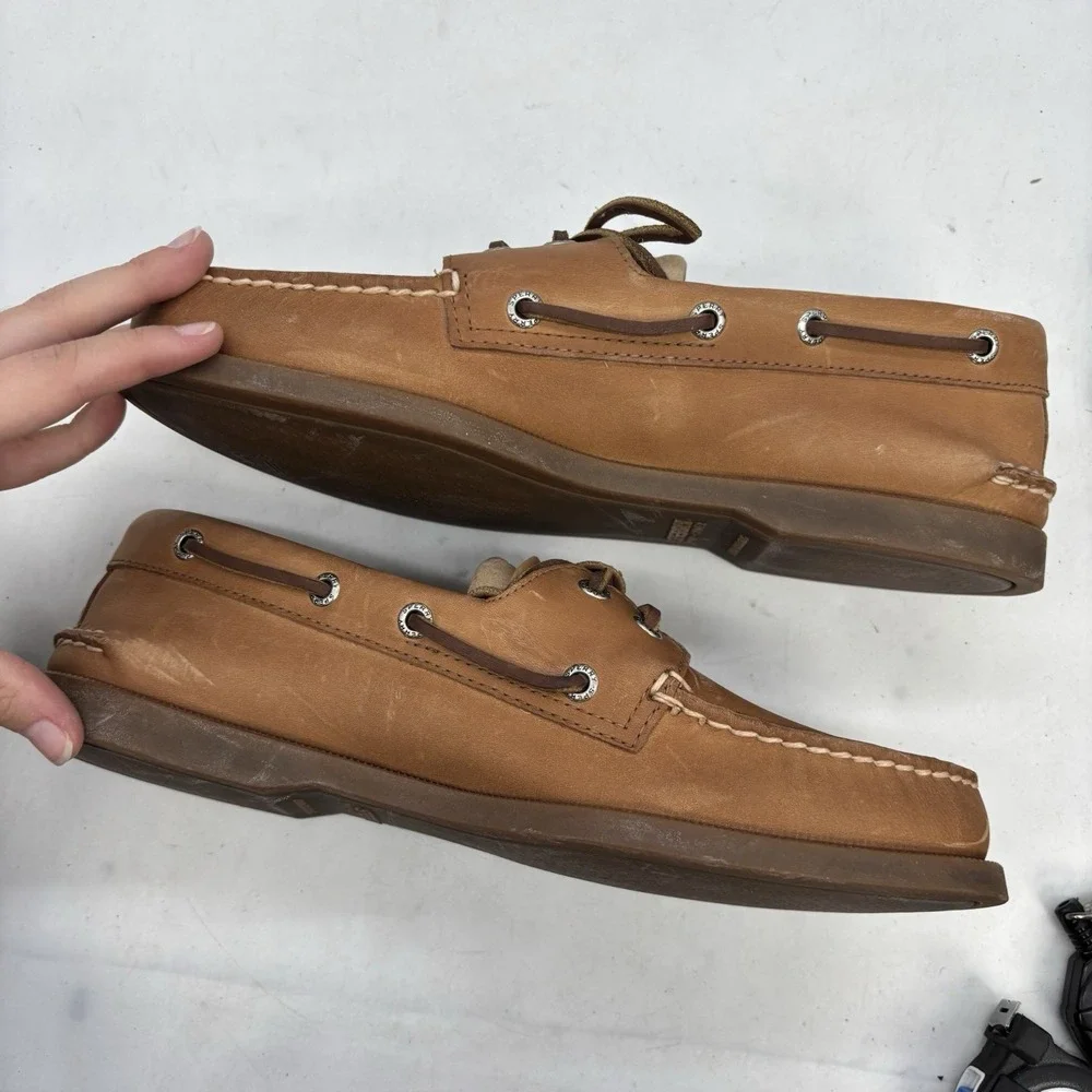 Sperry Top-Sider Leather Boat Shoes Mens 9 M Brown Slip On Loafers Mocs Dillards